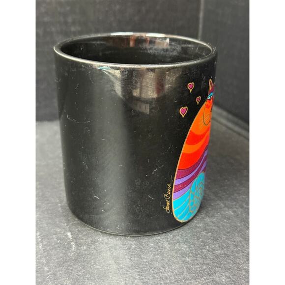 Laurel Burch Rainbow Cats Black Coffee Mug 16 oz VINTAGE - Picture 4 of 9